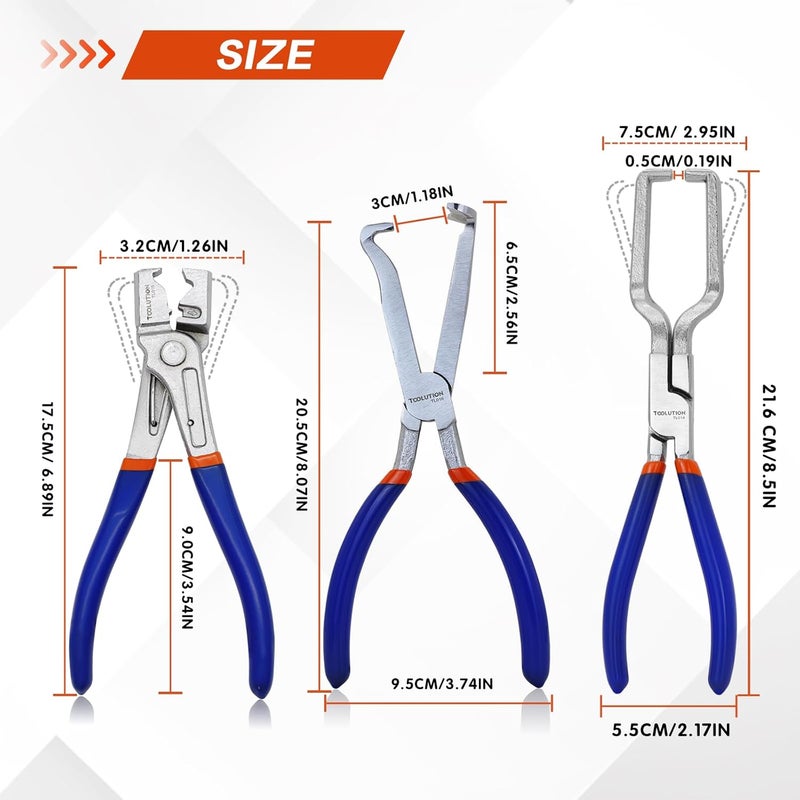 TOOLITIN 3-Pcs Auto Electrical Disconnect & Snap-Ring Plier Kit – 8" Straight + Hose Clamp Pliers + Fuel Line Removal Tool, Connector & Circlip Removal Tool for Cars with Storage Box - Image 2